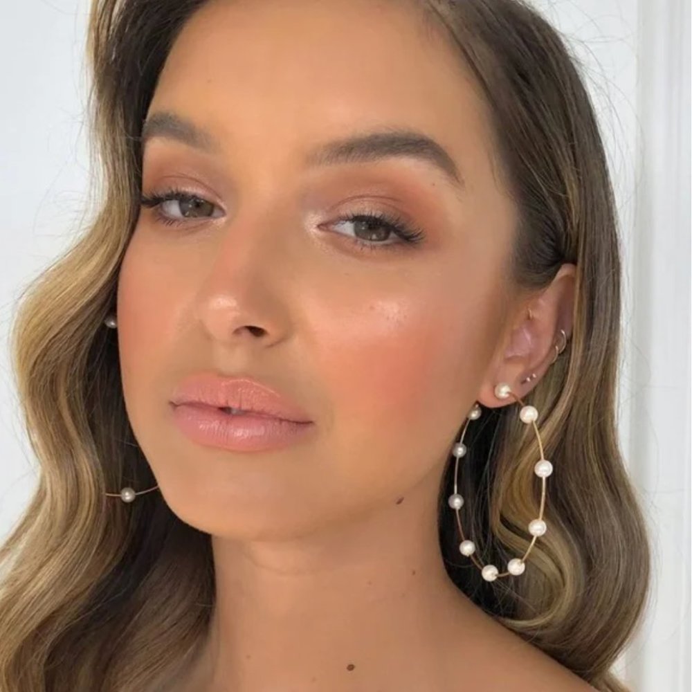 Large Hoop Earrings with Pearls